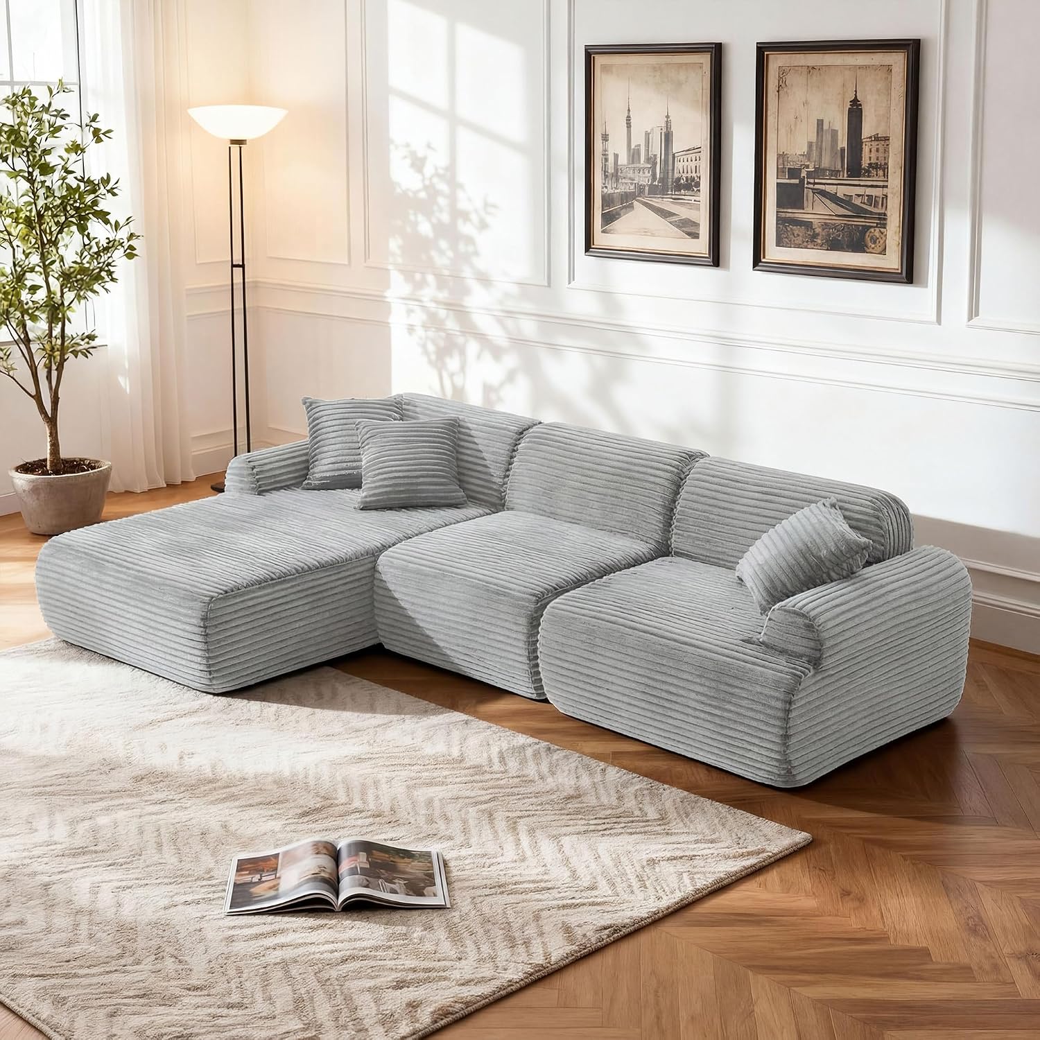 Amazon.com: Yoglad 105” Corduroy Modular Sectional Sofa, L Shape Couch ...