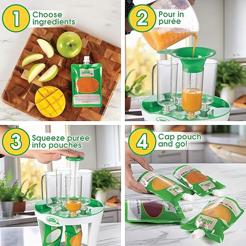 Miniatura 3 de Estación de llenado de preparación de comida para bebé. Hace 4 bolsas de alimento exprimido para bebé a la vez