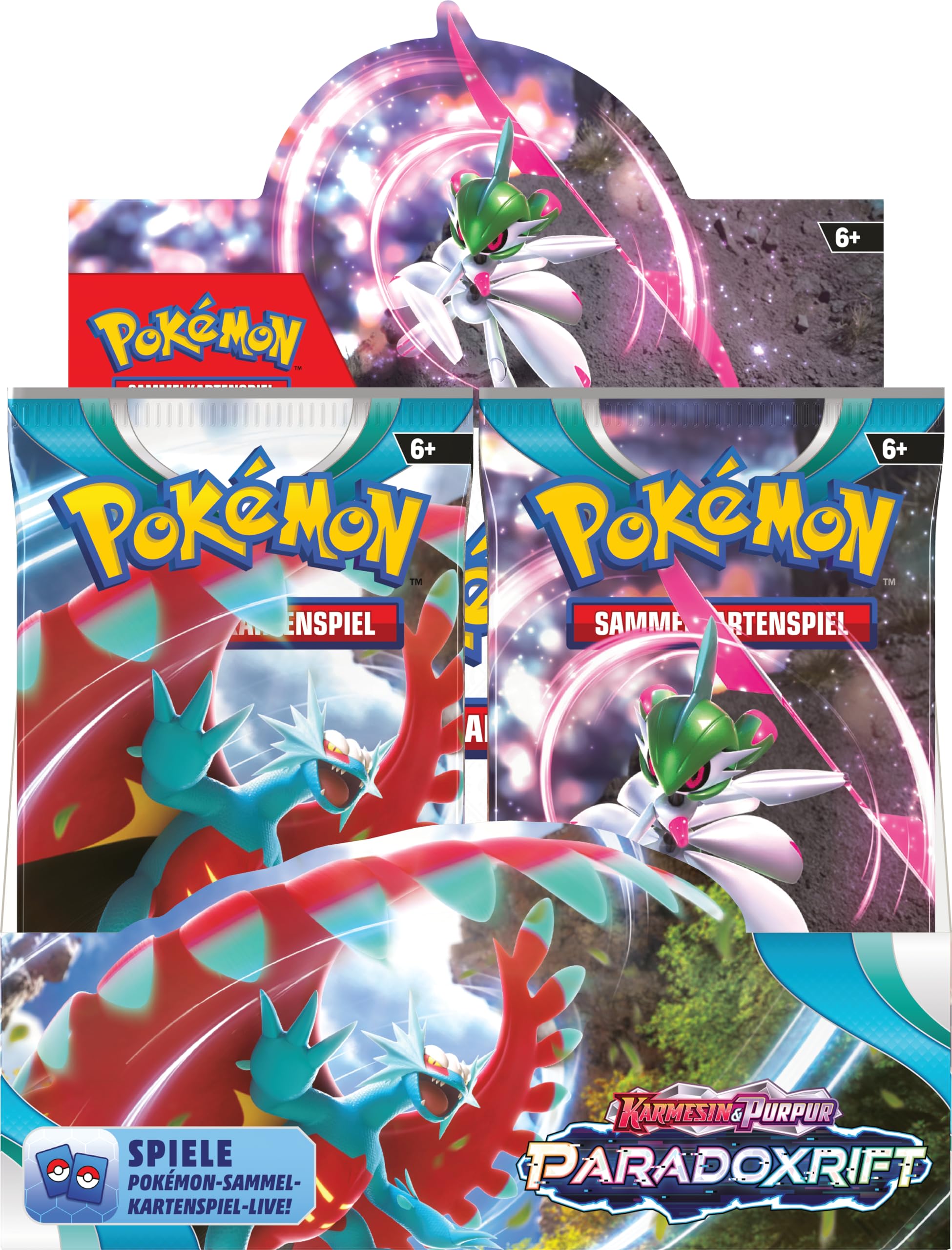 Pokémon-Sammelkartenspiel: Boosterpack-Display-Box Karmesin & Purpur – Paradoxrift (36 Boosterpacks)