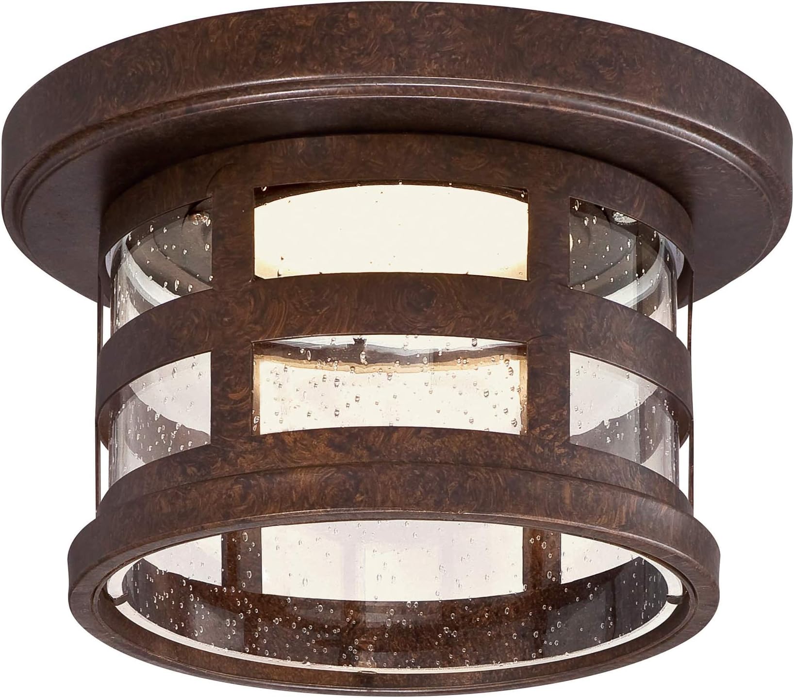 Design HouseWashburn LED Outdoor/Indoor Ceiling Light with Clear Seedy Glass, 20W Integrated LED, 3000K Warm Light, 587212