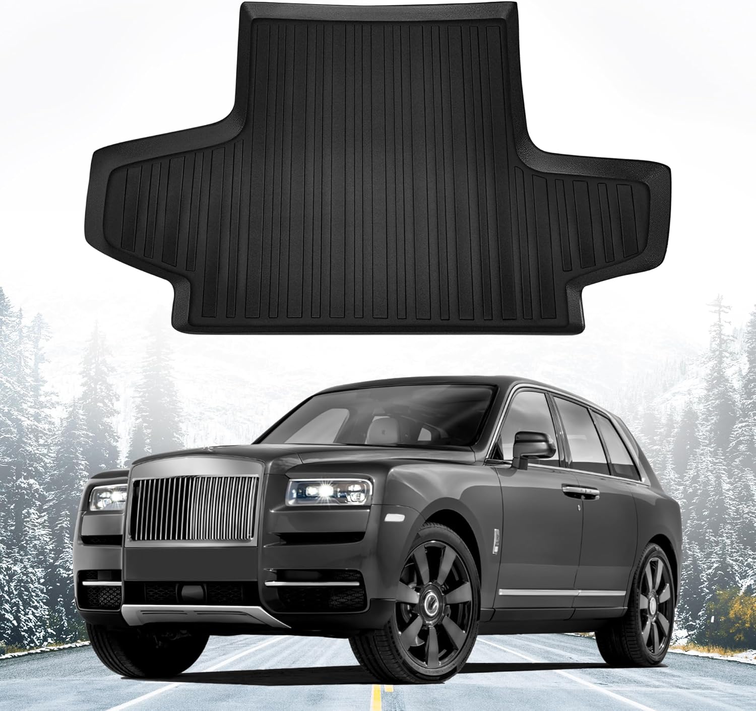 Premium Cargo Liner for Rolls-Royce Cullinan 2018-2026 - 100% Protection - Custom Fit Car Trunk Mat - All-Season Black Cargo Mat - 3D Shaped Laser Measured Trunk Liners for Rolls-Royce Cullinan