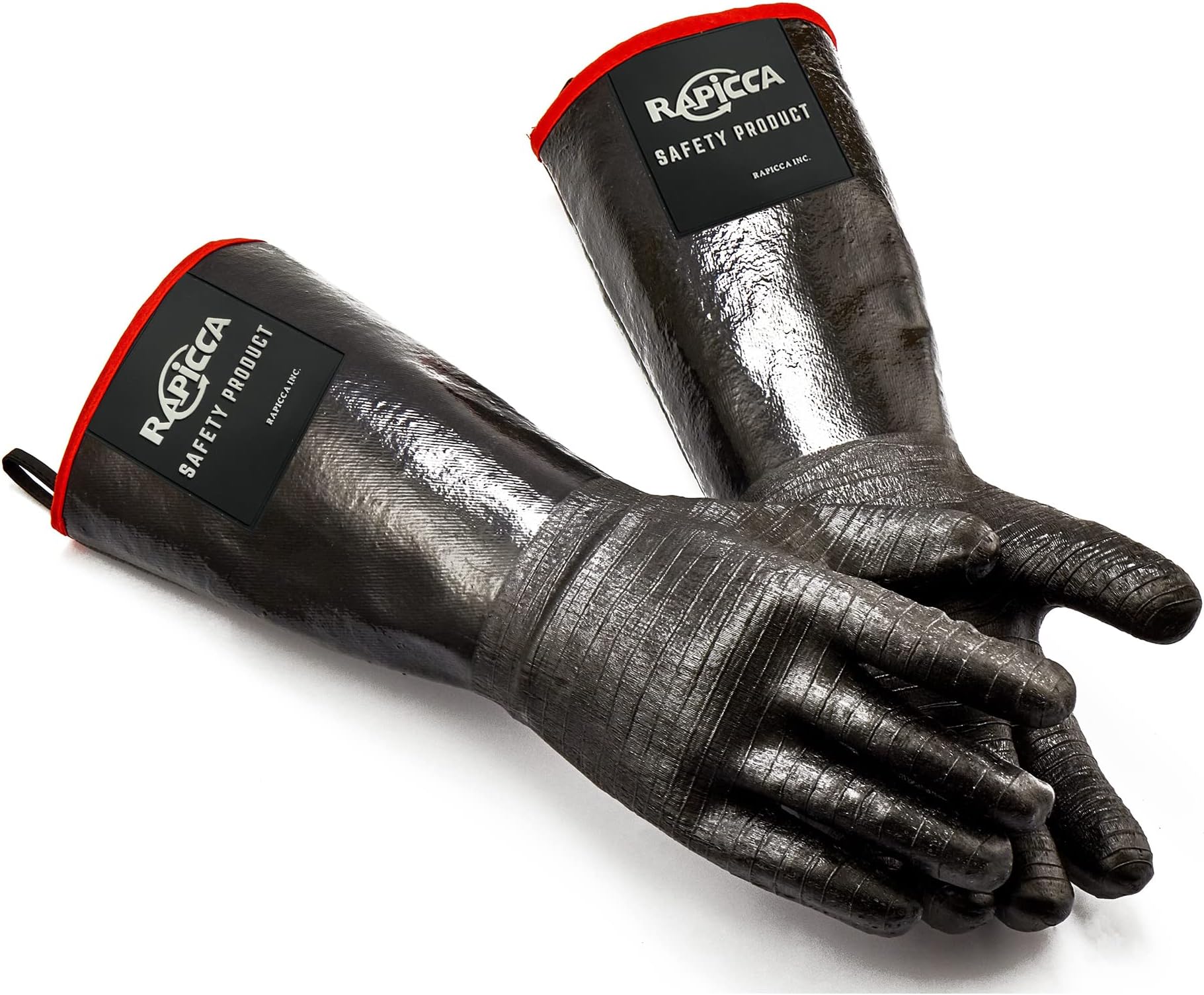 RAPICCA BBQ Gloves,17IN 932℉ Heat Resistant for Grill,Smoker,Cooking,Pit,Barbecue,Textured Palm Handle Greasy Food on Your Fryer,Grill,Oven Without Slip,Waterproof,Oil Resistant,Very Easy to Clean(M)