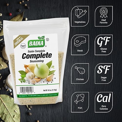 Miniatura 2 de Badia Complete Seasoning, Sazon Completa, bolsa resellable con cremallera de 40 onzas – Mezcla de especias multiusos de ajo, cebolla, sal, pimienta