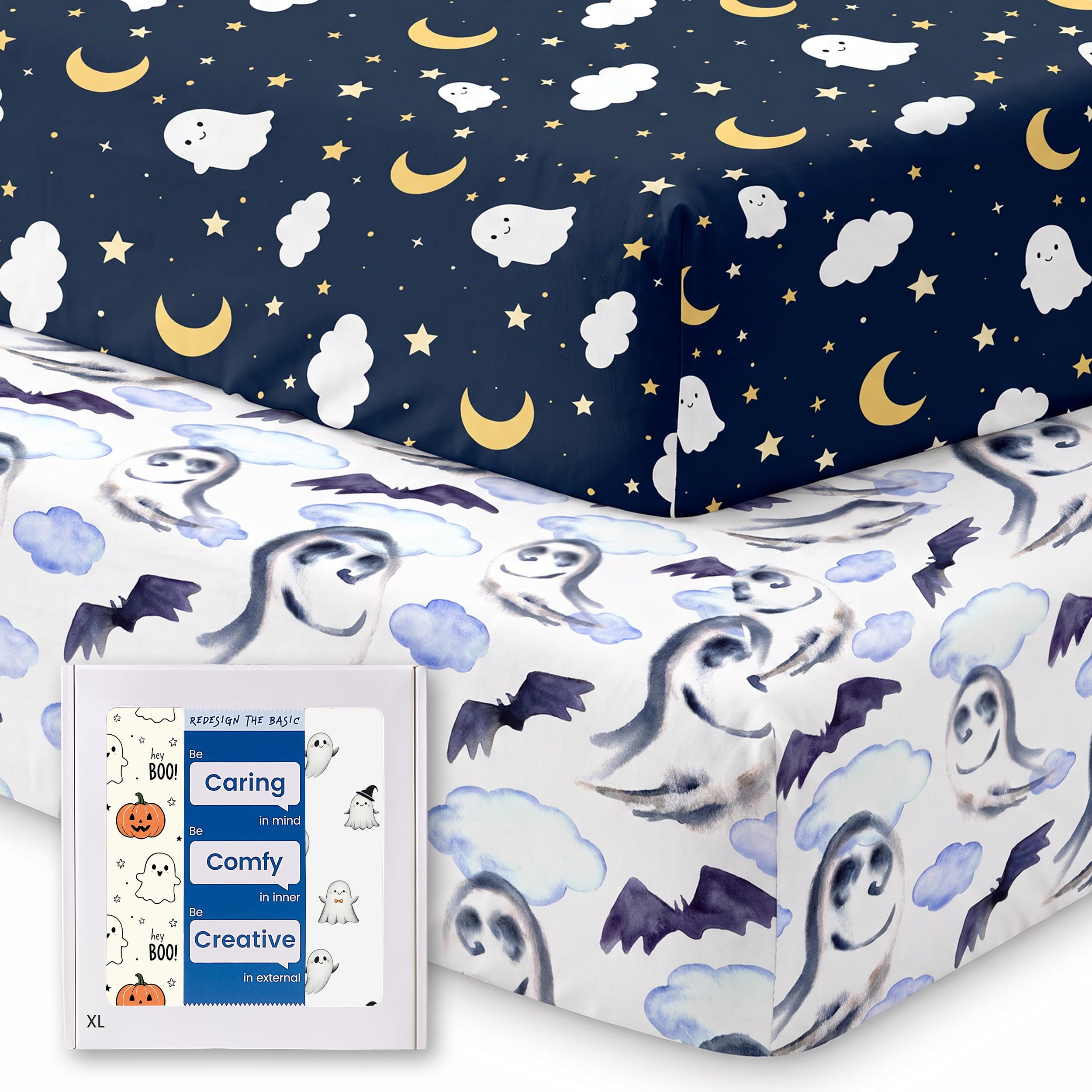 Crib Sheets 28x52x9 Inch, Fitted Baby Mattress Sheets 2 Pack
