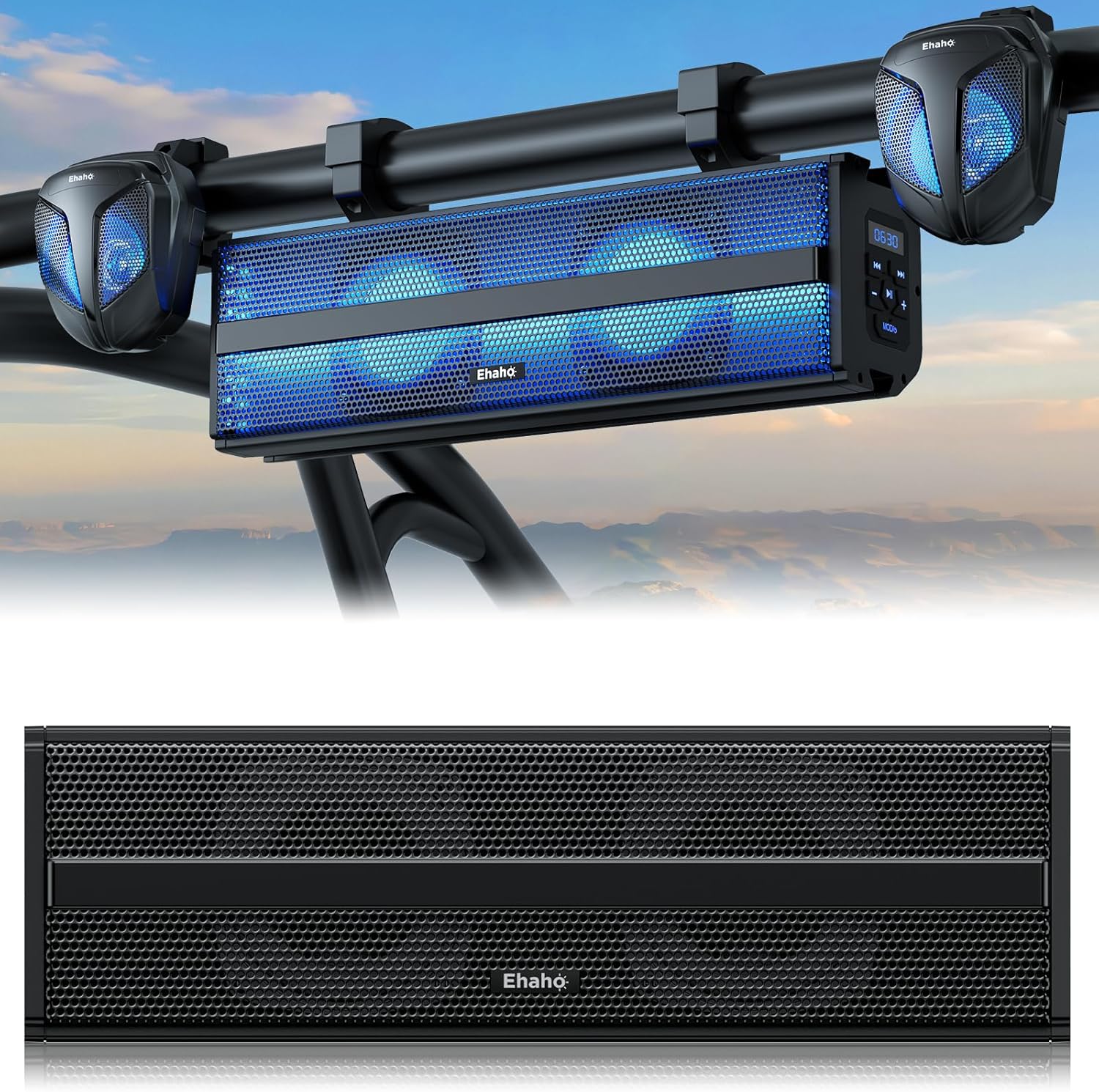 Ehaho 2.1CH Stereo UTV Sound Bar with Subwoofer,17 Inch ATV Soundbar