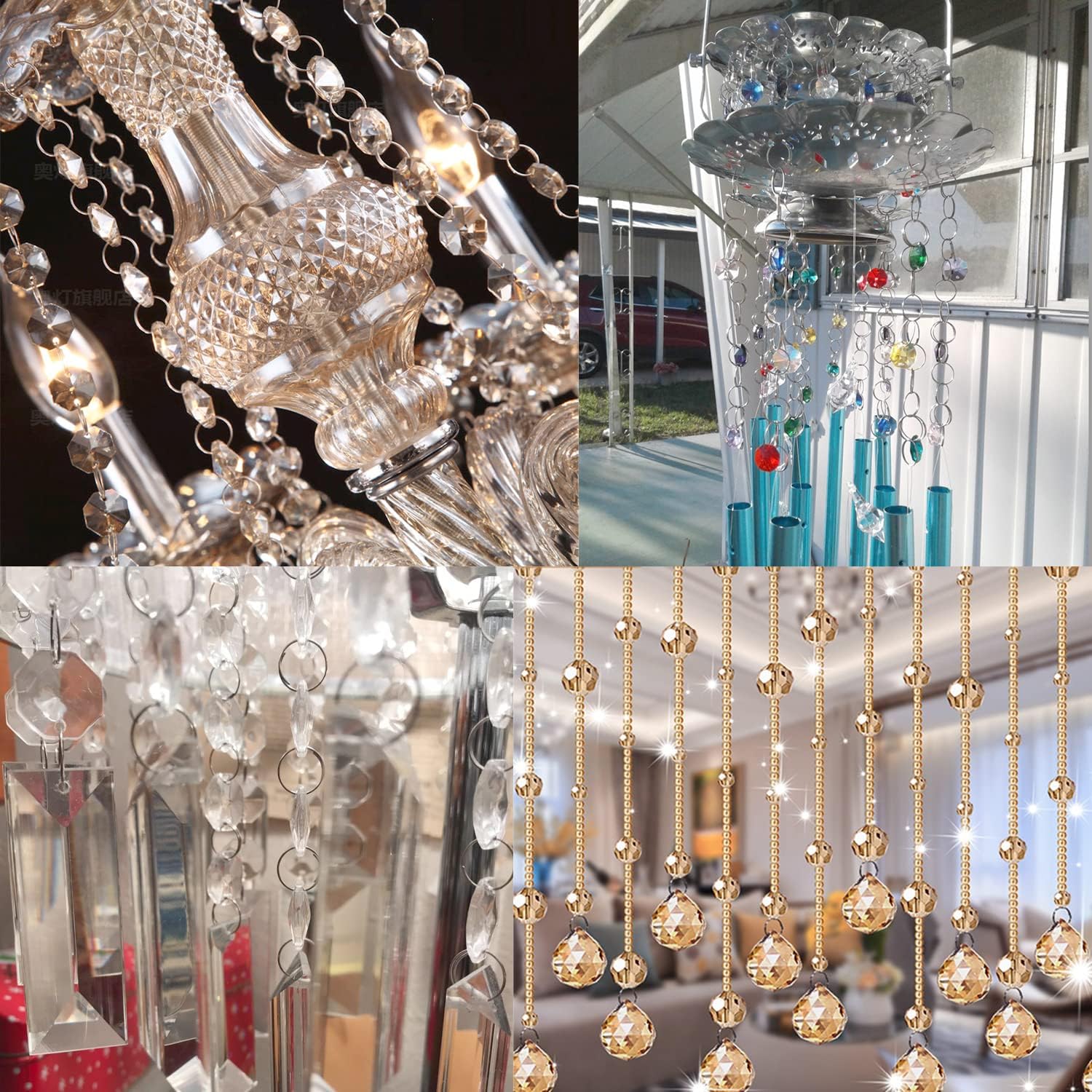 yueton 100PCS 12mm Stainless Steel Split Rings, Crystal Chandeliers Connectors, Crystal Curtain Connect Rings, Key Rings, Jump Rings, Jewelry Making Accessories