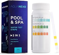 AQUANEXO 100 Pool Teststreifen Pool & Spa 3-in-1, Pool Zubehör, Pooltester für Planschbecken Schwimmbad Whirlpool, Wassertester für Pools, Pool Tester pH und Chlor, pH Teststreifen