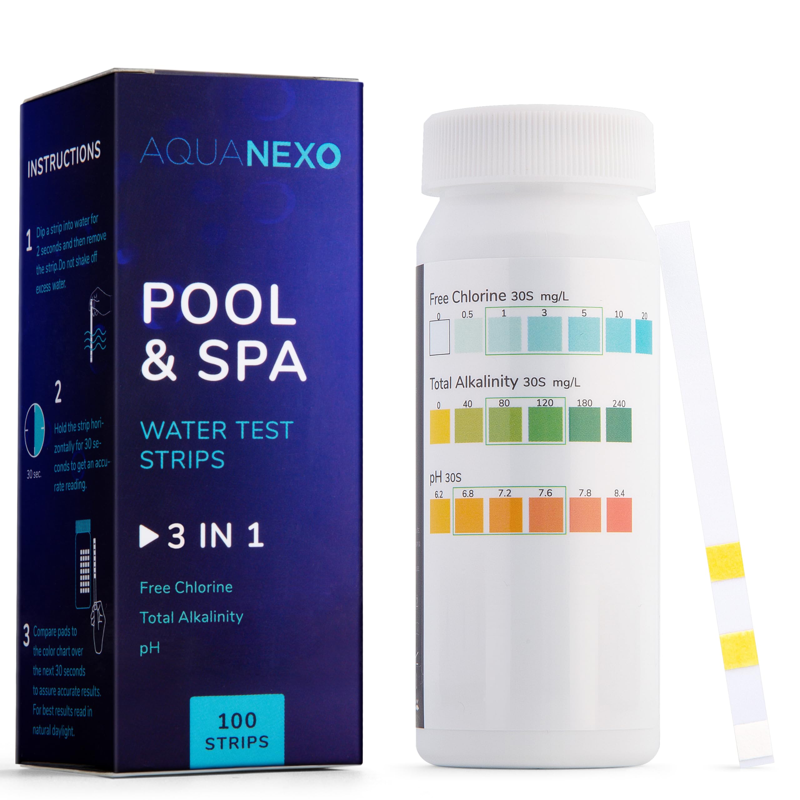  AQUANEXO 100 Pool Teststreifen für pH und Chlor Schwimmbad, Pooltester fürPlanschbecken, Whirlpool
| AQUANEXO 100 Pool 