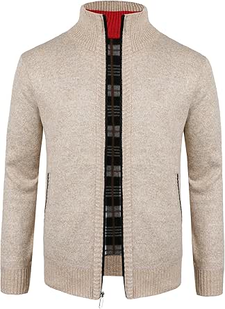 Gebreid vest voor heren, dikke trui, fleece gevoerde winterjas