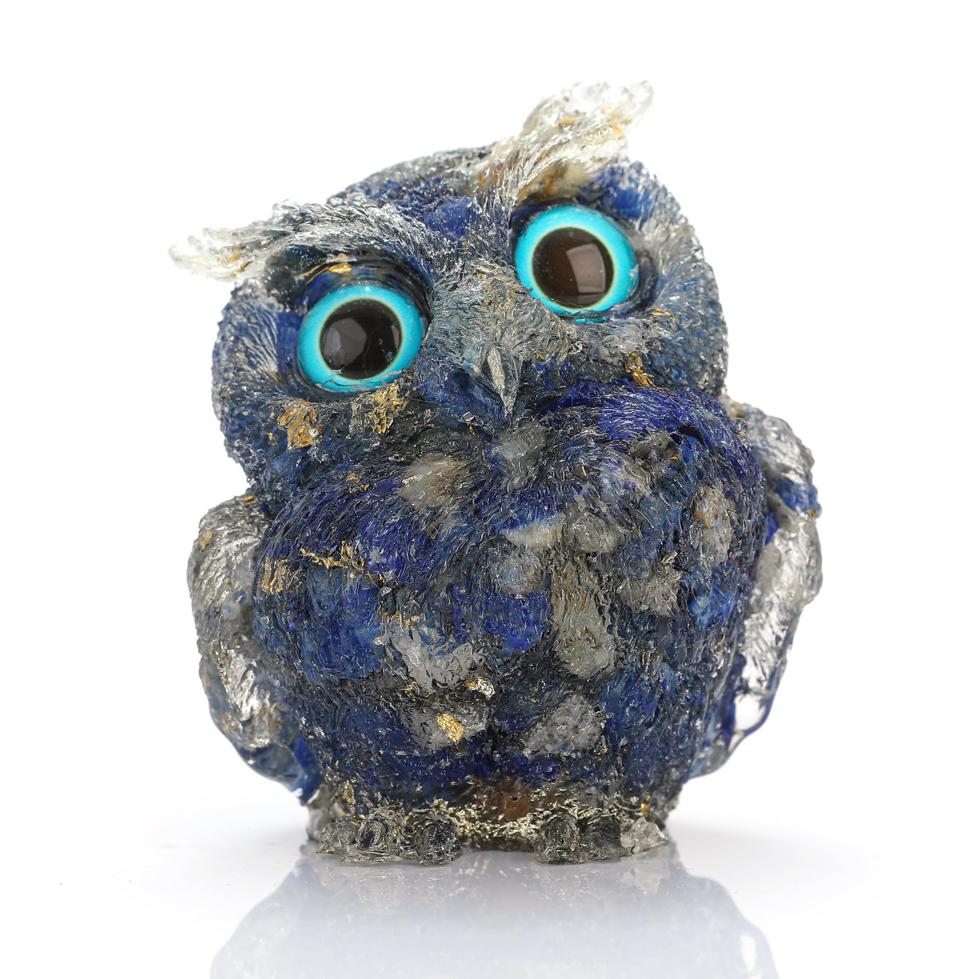 Dytartzx Lapislazuli Hand Carved Natural Crystal Owl Statue I Healing Gemstone Animal Figurine-2Pices Home Office Decor Gift Box (Lapislazuli)