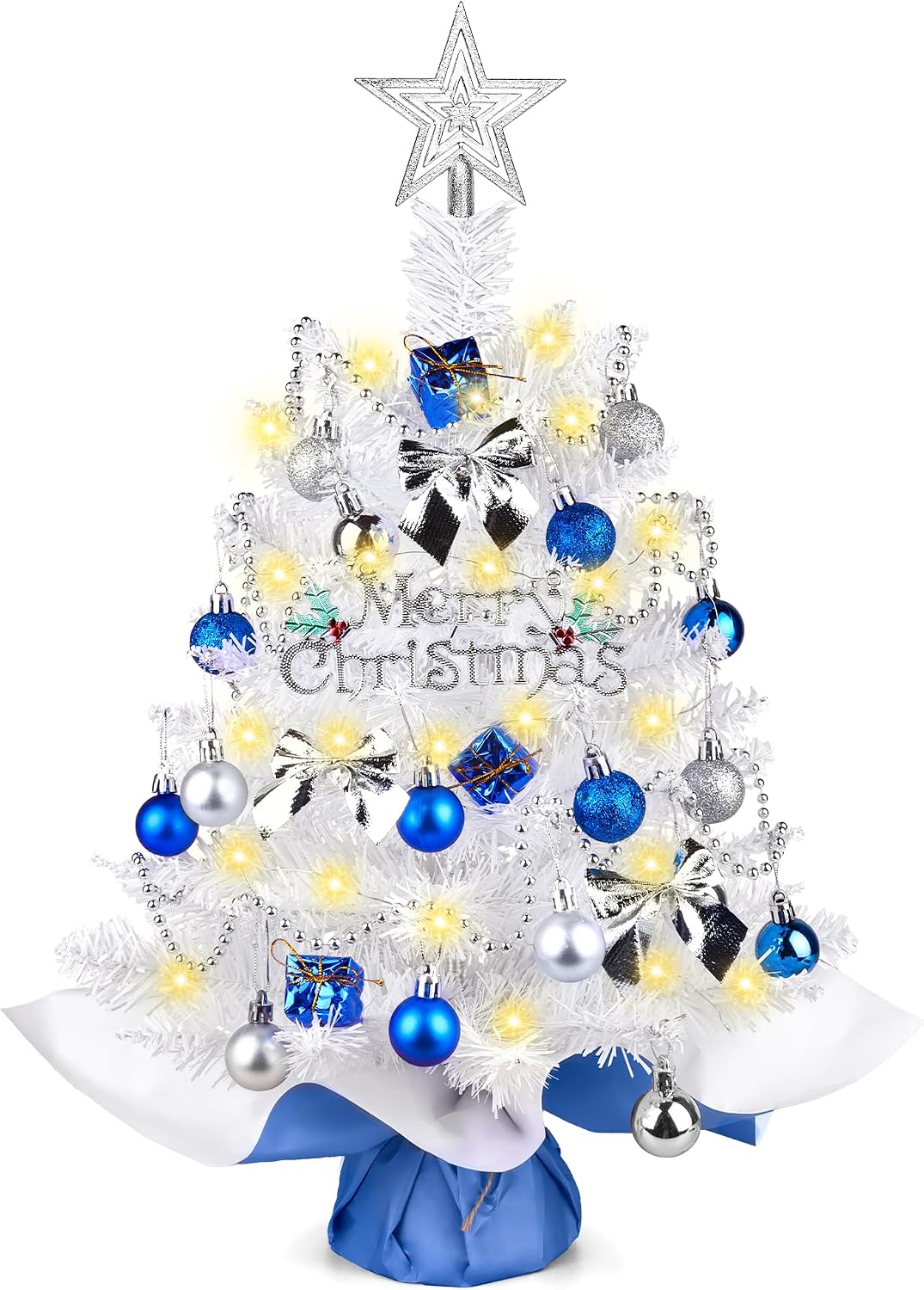 Small Mini Christmas Tree with Lights, 2 Ft Little Table Top Christmas Tree