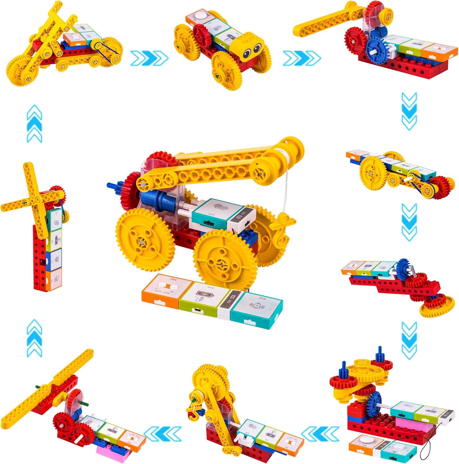 Electronics Educational Learning Building Blocks Stem Kit for Kids Logic Thinking Training Learning 54pcs 9656 and 18 STEM modules Ages 6-12 : Toys & Games