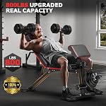 Fostoy Foldable Workout Bench, Adjustable Weight Bench for Home Gym, Multi Functional Gym Bench w/Leg Extension &Preacher Pad, Extra Headrest, Fast Folding Strength Training Incline Sit up Bench 800LB