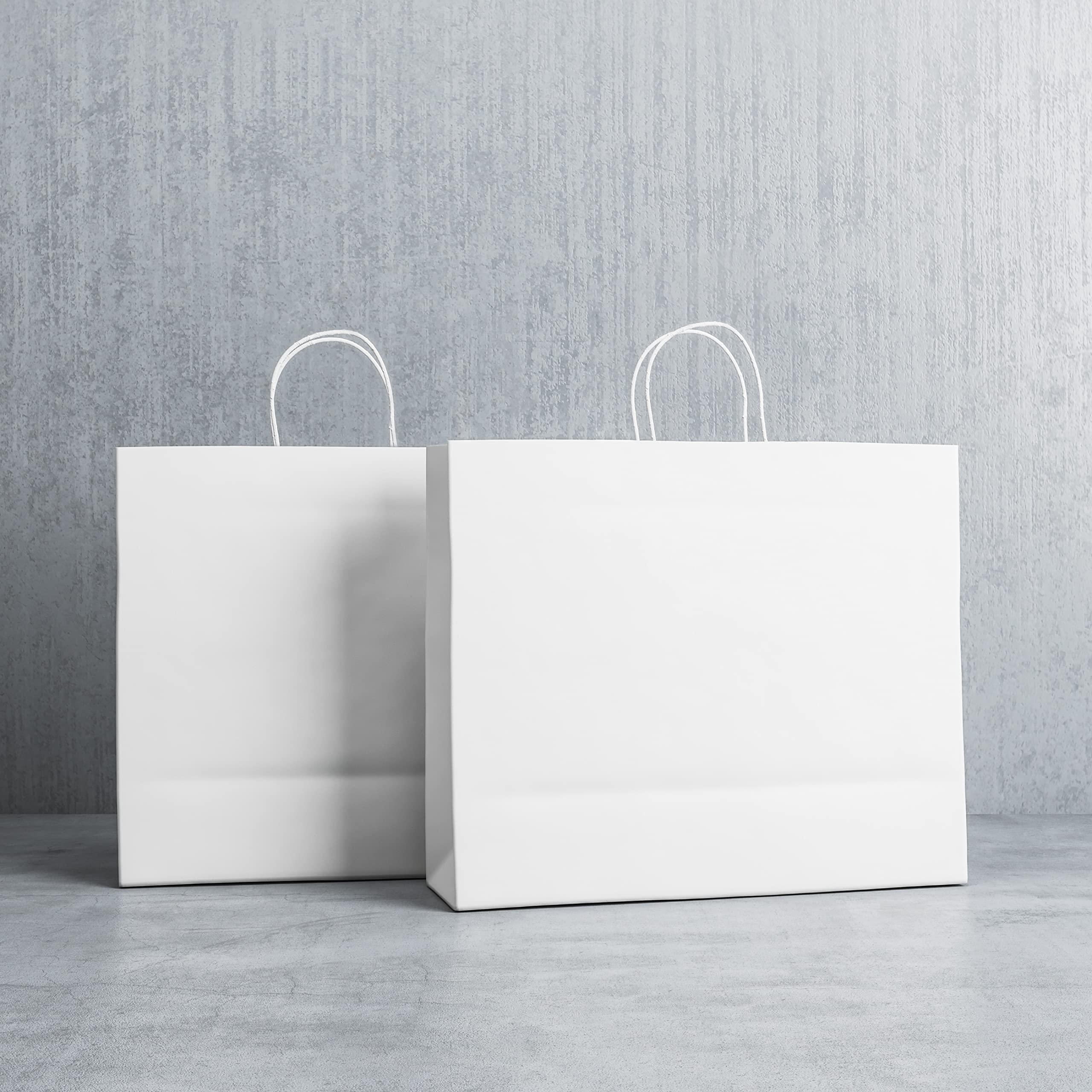 Pack 200 Bolsas de Papel Blancas con Asa – Diferentes Tamaños Según tus Necesidades – Bolsas para Eventos, Regalos o Tiendas - 100% Reciclables (Modelo Luxemburgo 41x32x12cm)