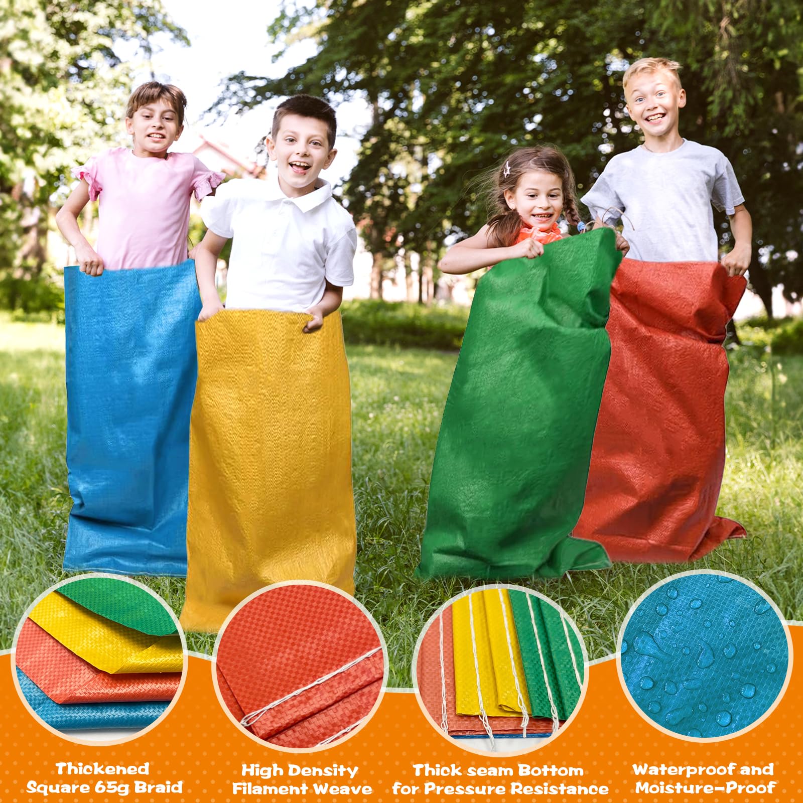 Juegos Exterior Niños Jardin, 4 in 1 Juegos Infantiles Kit, de Carreras de Sacos