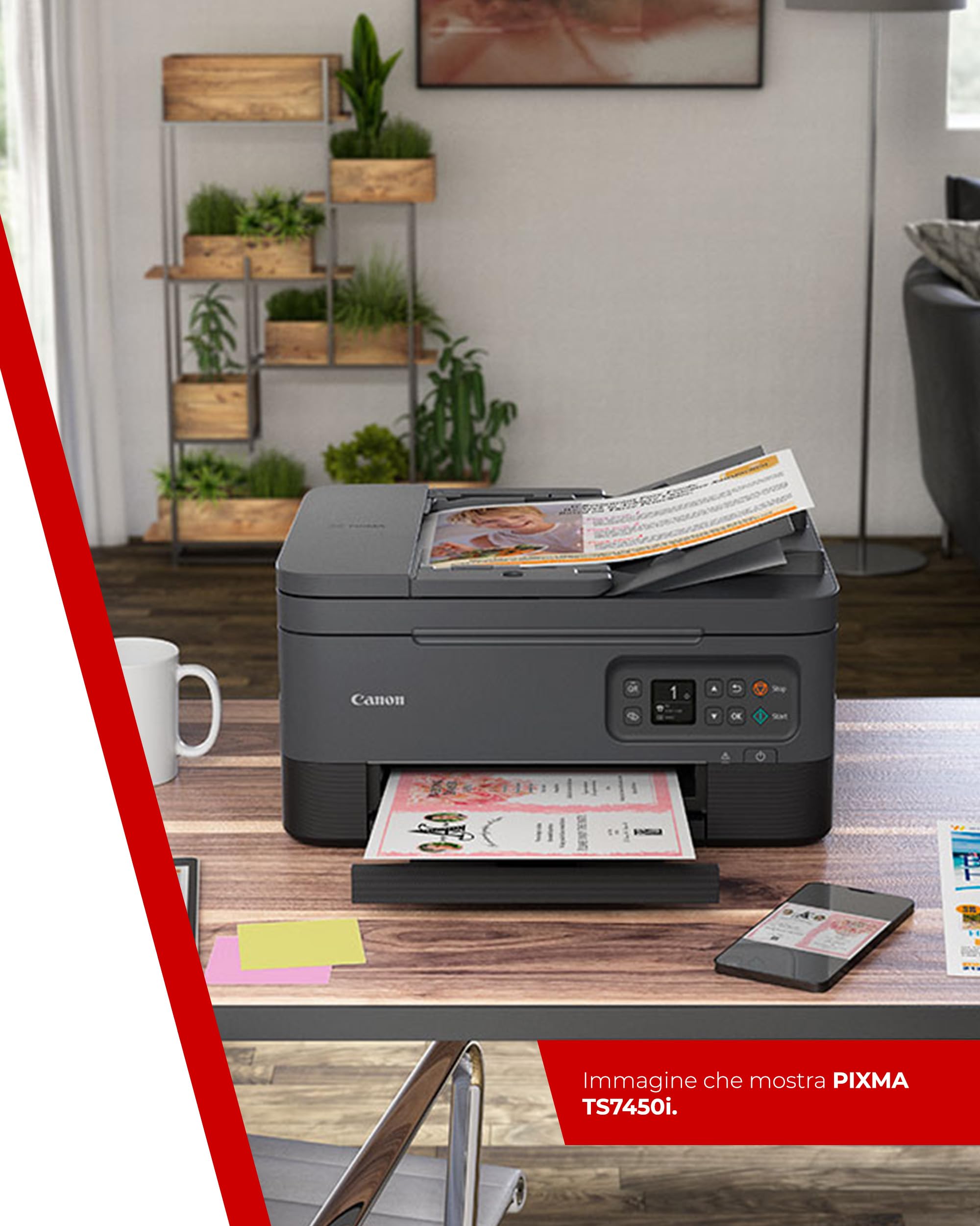 Canon PIXMA TS7450i Stampante Multifunzione Wireless - Stampa a Colori, ADF - Ideale per Casa e Ufficio