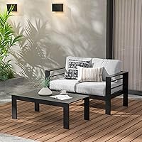 Vista 3 de Wisteria Lane Mesa de centro de aluminio para exteriores, mesa de centro de metal para todo tipo de clima, mesa de centro rectangular moderna