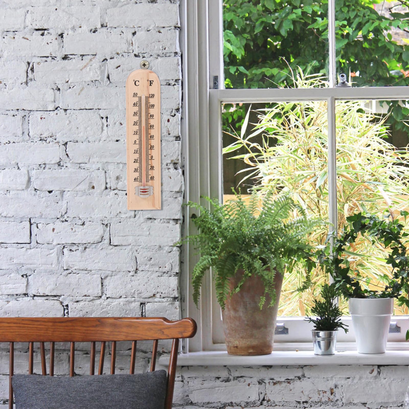 Abaodam Set 3pezzi Termometri da Esterno in Legno Design a Sospensione Multiuso, Termometri Classici per Casa e Giardino, Misurazione Temperatura Precisa e Decorazione Elegante