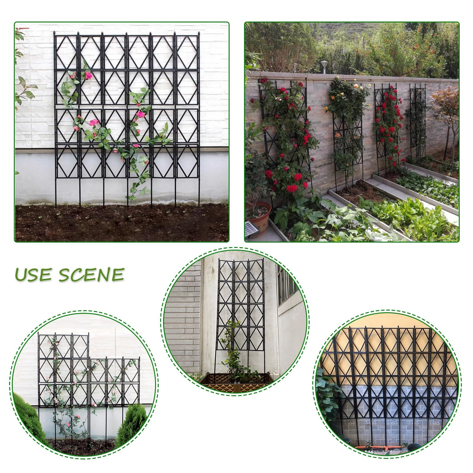 Treillis de jardin en métal noir pour plantes grimpantes, support pliable durable pour vignes, roses et légumes, panneau décoratif d'extérieur (60 x 91 cm) idéal pour améliorer le jardin
