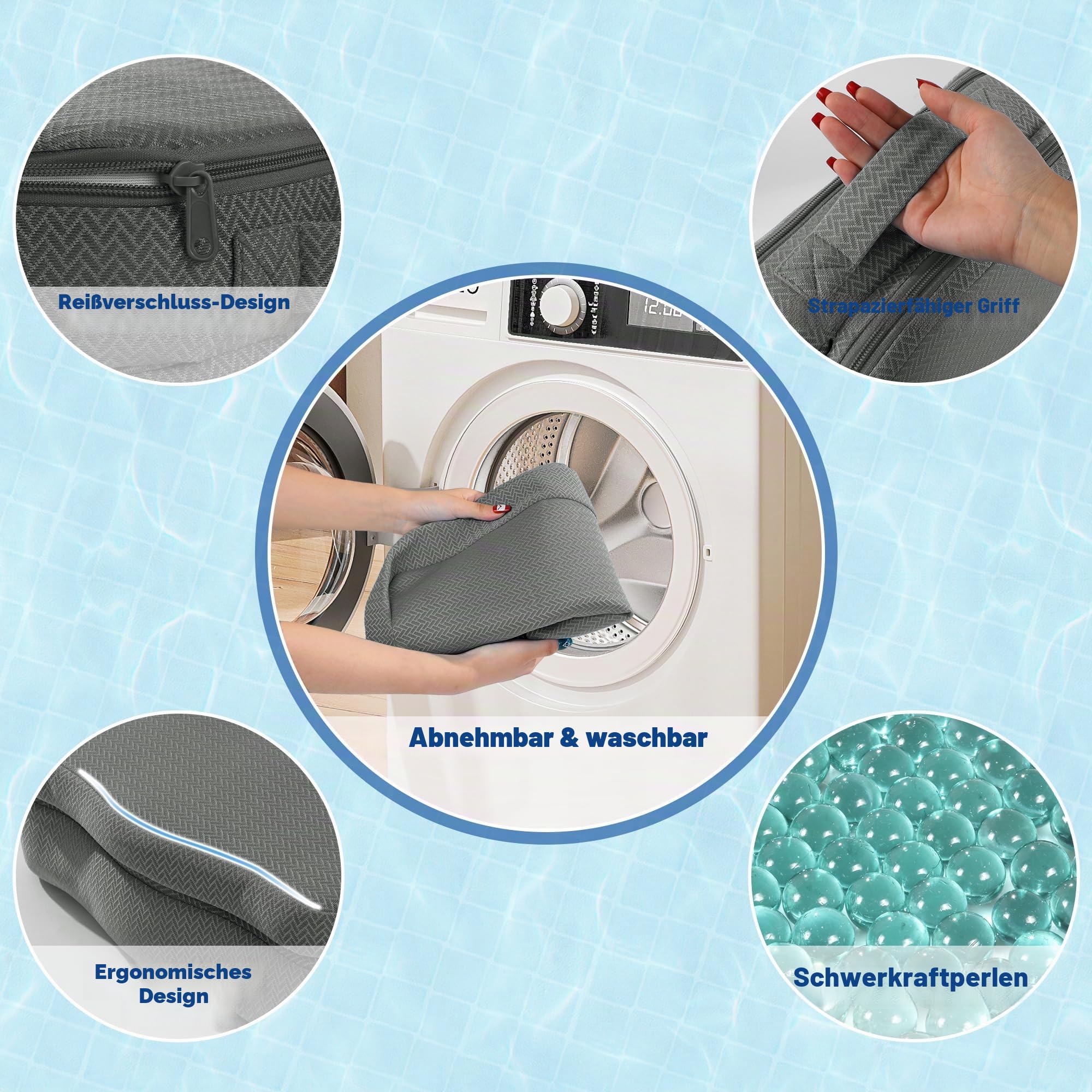 MABOZOO Whirlpool-Sitzerhöhung für Erwachsene, gewichteter Sitzerhöhung, 3D-Air-Mesh-Whirlpool-Kissen, schnell trocknend, Whirlpool-Zubehör, für drinnen und draußen (grau)