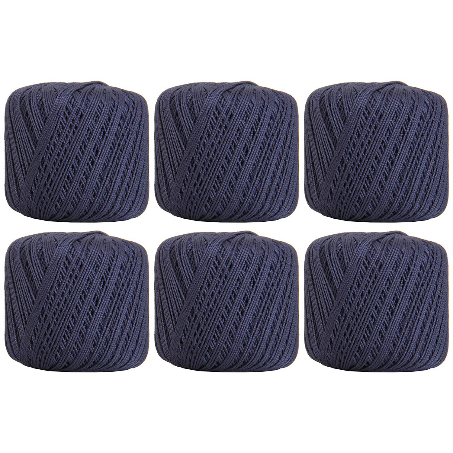 ThreadArt 100% Cotton Crochet Thread Size 3, 6 Ball Pack, Navy 38 | Soft pure cotton crochet thread for lace, doilies, amigurumi and crafts. Smooth