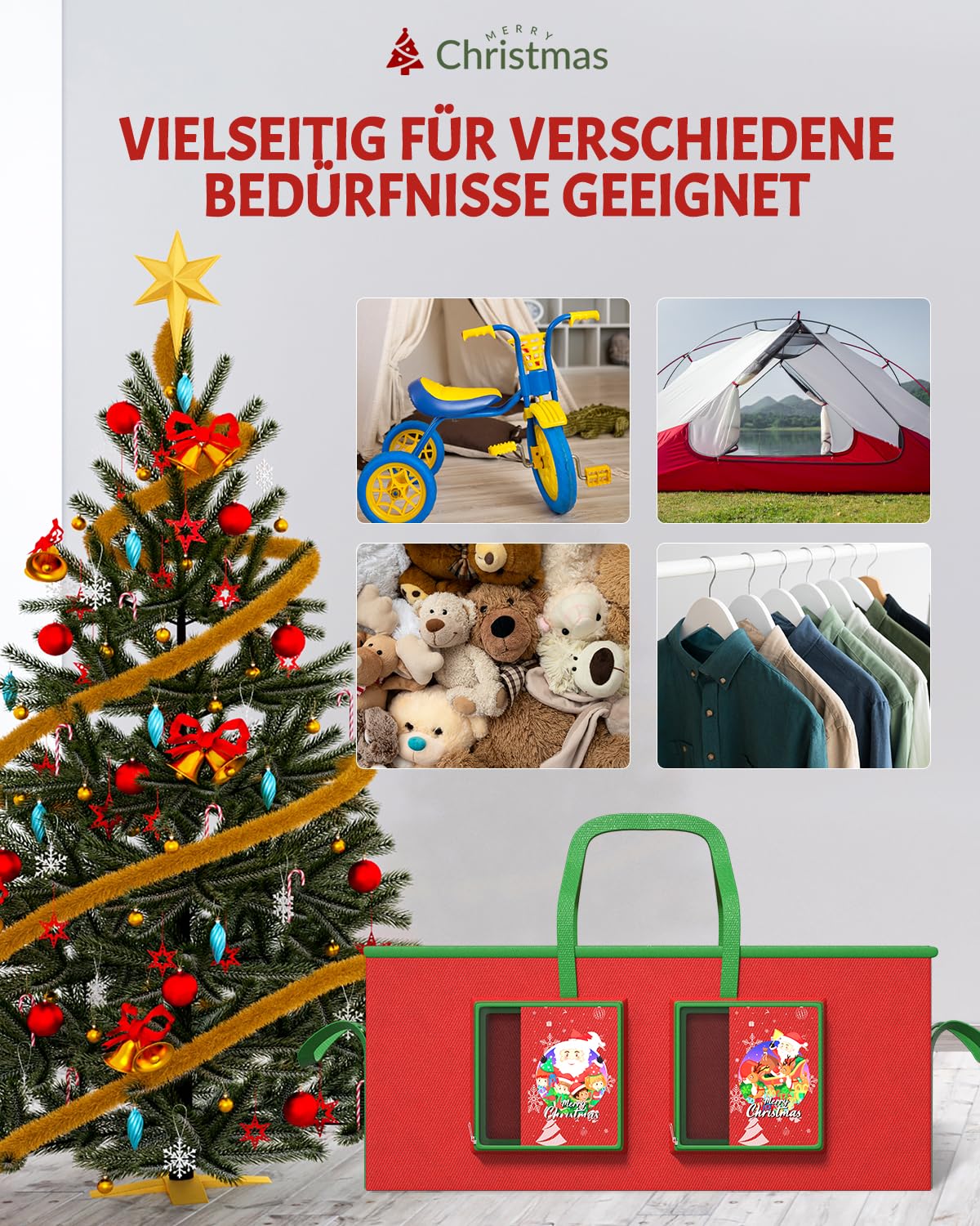 274CM Aufbewahrungstasche für 9FT Künstlicher Weihnachtsbaum 600D,Abgebauten Weihnachtsbaum mit zwei großen Taschen,Weihnachtsbaum Dekor Speicherbeutel mit robusten Griffe und Reißverschluss