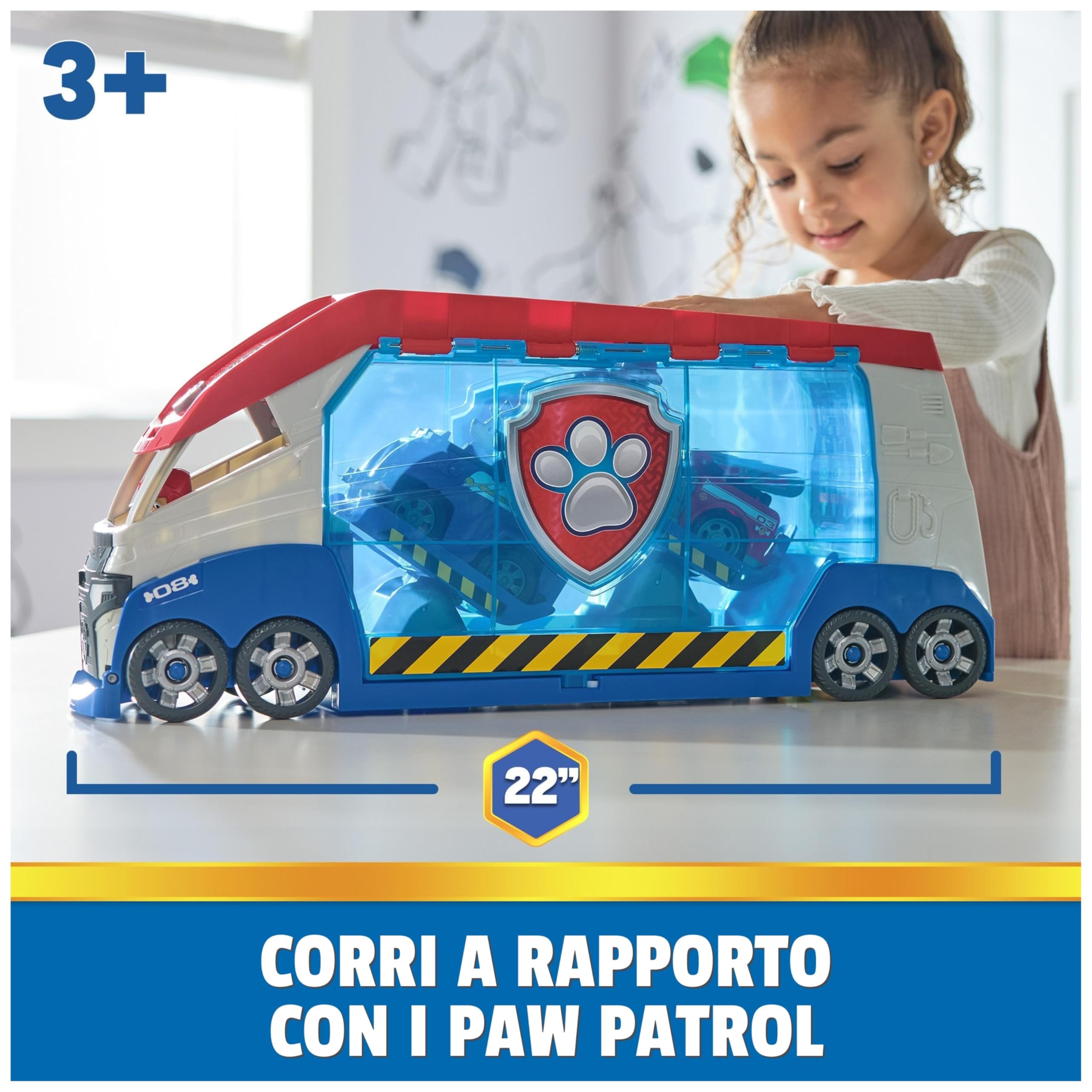 Paw Patrol, PAW Patroller trasformabile con lanciatore per veicoli, luci e suoni, personaggio di Ryder e quad giocattolo, Giocattoli per bambini e bambine da 3 anni in su