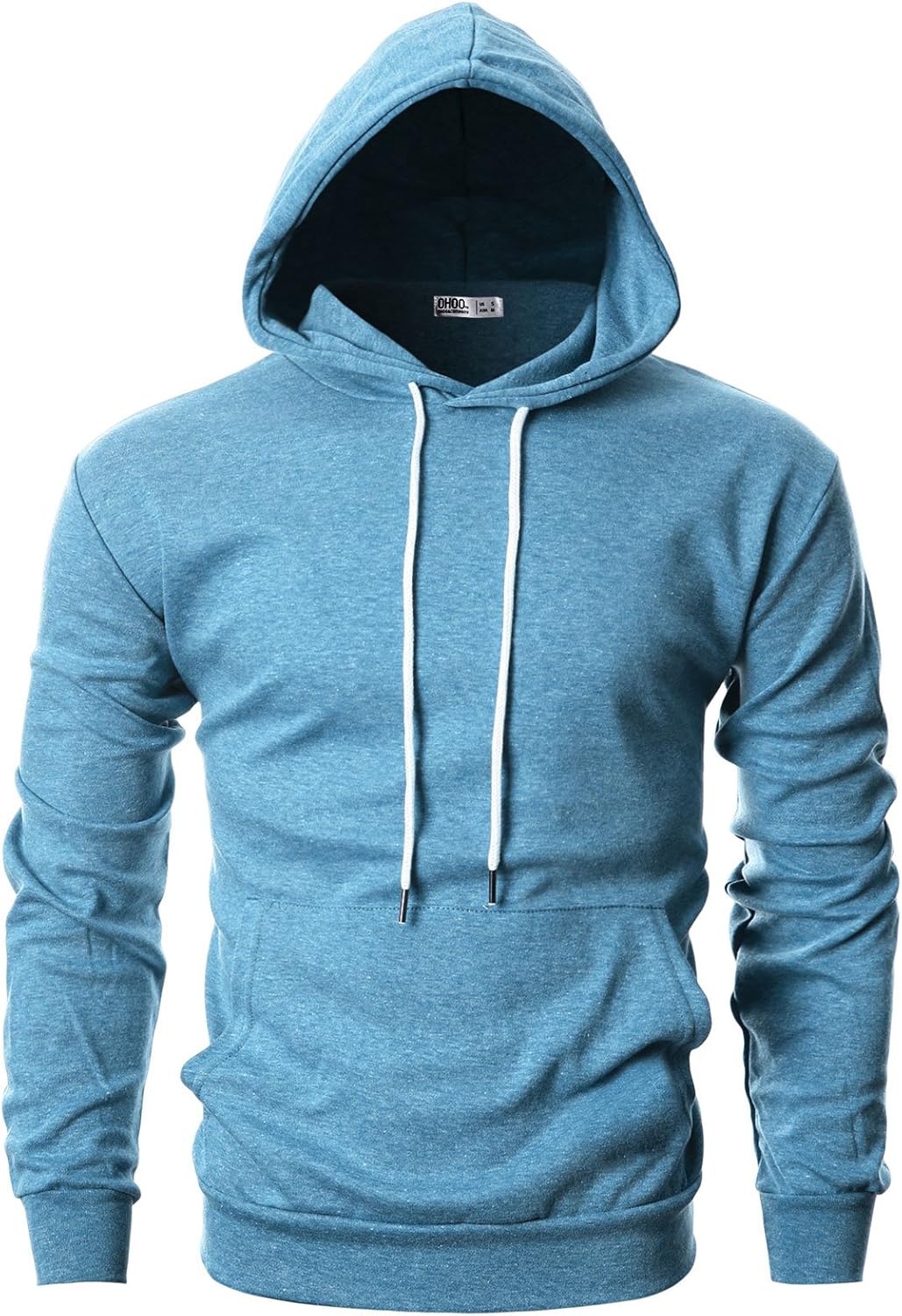 Ohoo Mens Slim Fit Basic Pullover Hoodies Sweatshirt Lightweight Long Sleeve with Kanga Pocket Dcf010-sky Blue Medium
