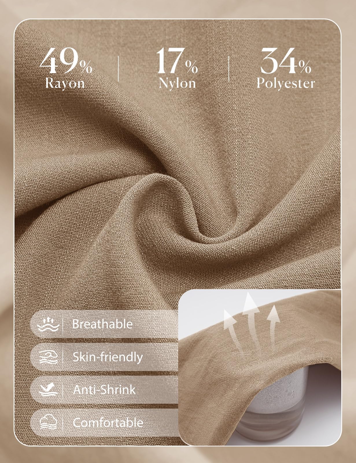 HEEKPEK Pantaloni Donna Estivi Larghi Pantaloni Leggeri Elastico Vita Alta Lunghi Gamba Larga Eleganti Pantalone Bottoni Solido Sciolto Freschi Comodi con Tasche