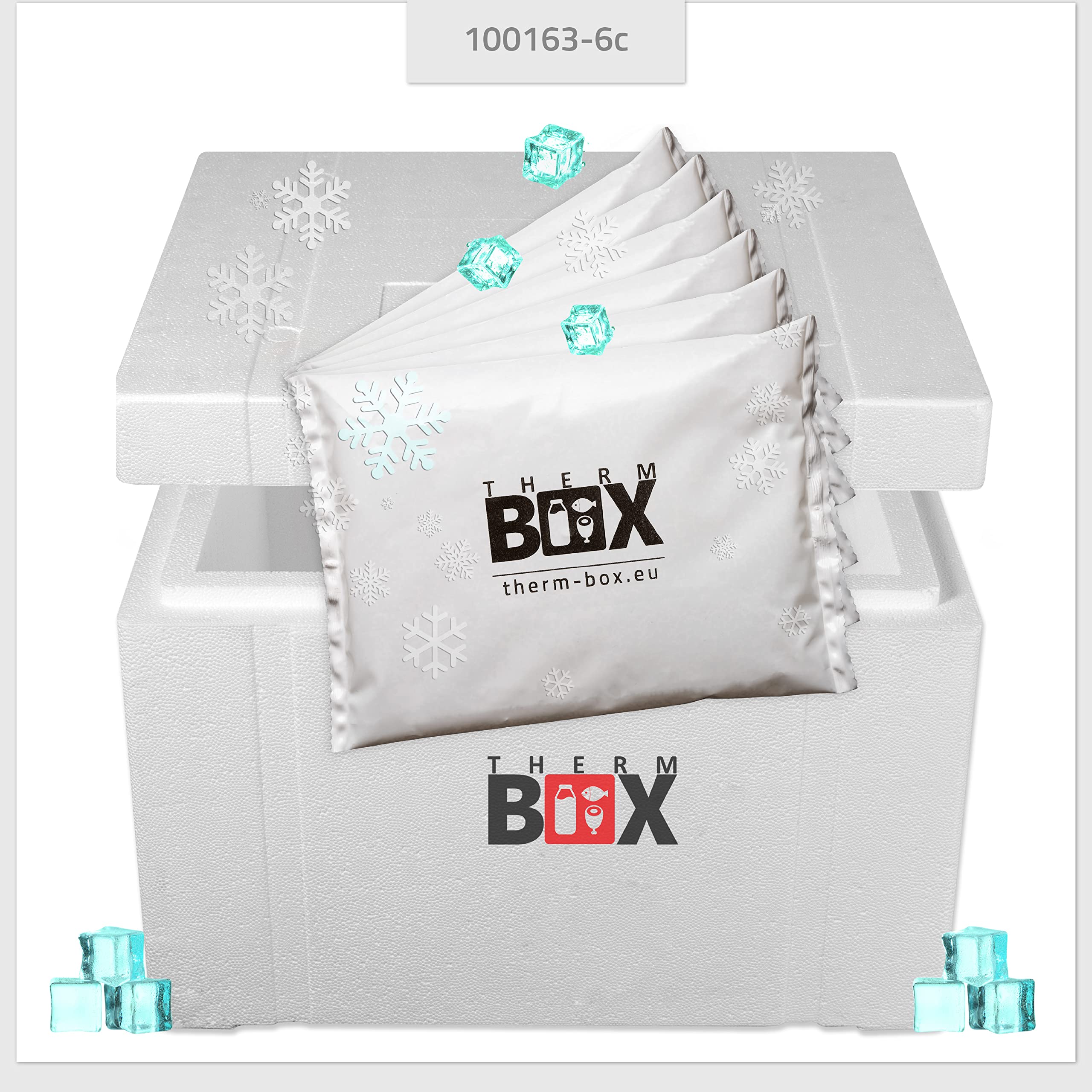 THERM BOX Caja de poliestireno grande con acumulador de frío para nevera o transportín térmico reutilizable
