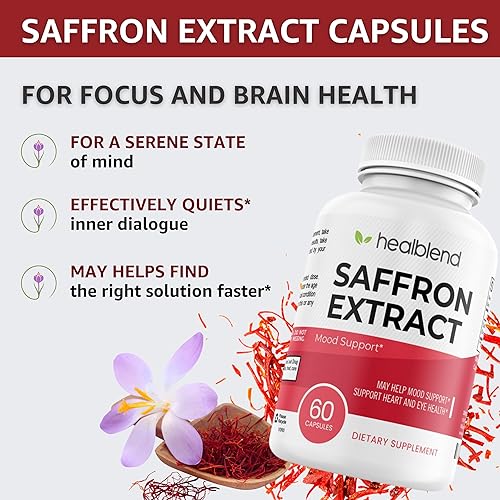 Miniatura 4 de Natural Premium Saffron Supplements - Extracto de azafrán puro 88.5 mg - Apoyo para el estado de ánimo, enfoque, visión y salud cardíaca - 60