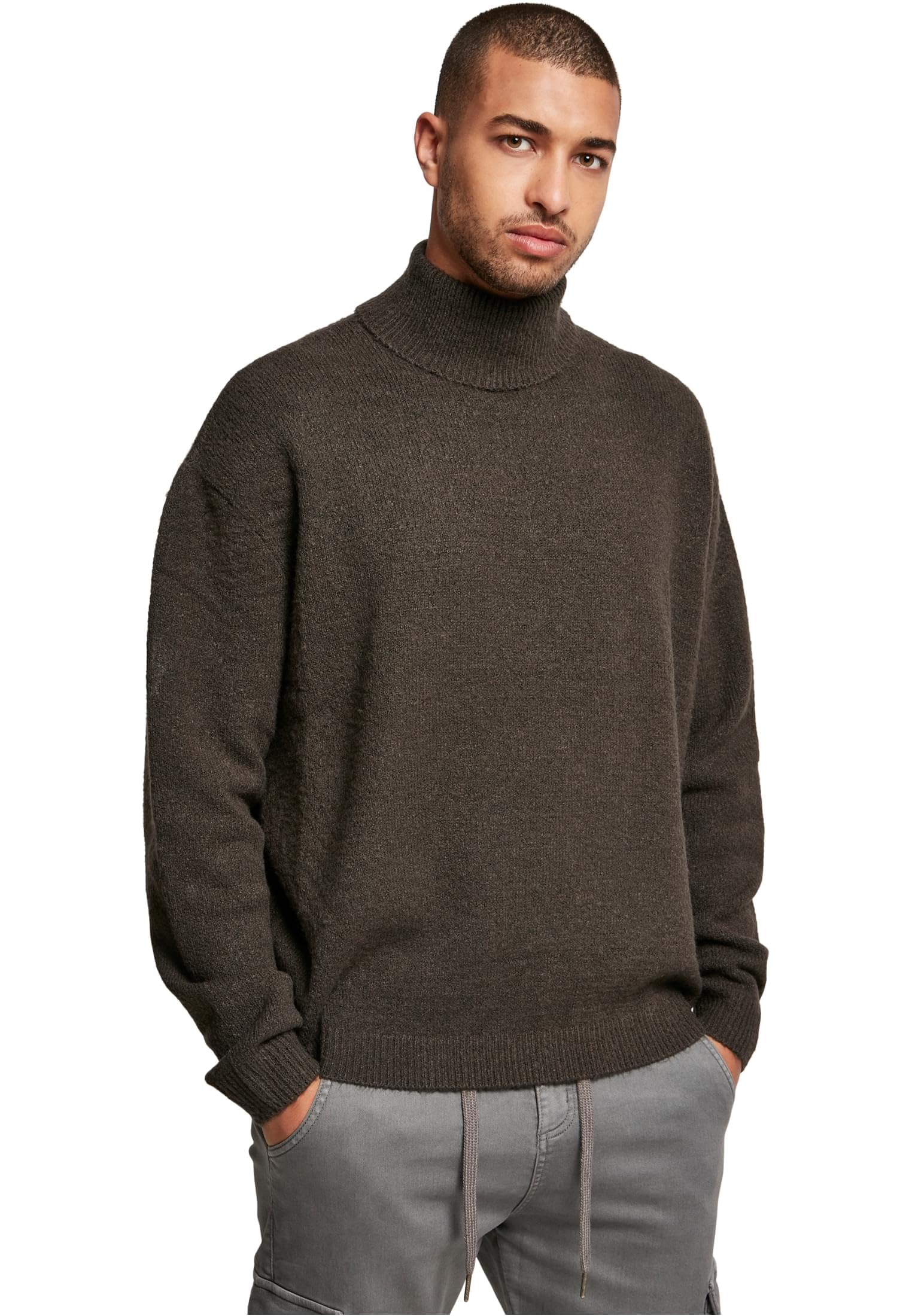 Urban Classics Men's Oversized Roll Neck Sweater Sweatshirt, blackbird, 5XL