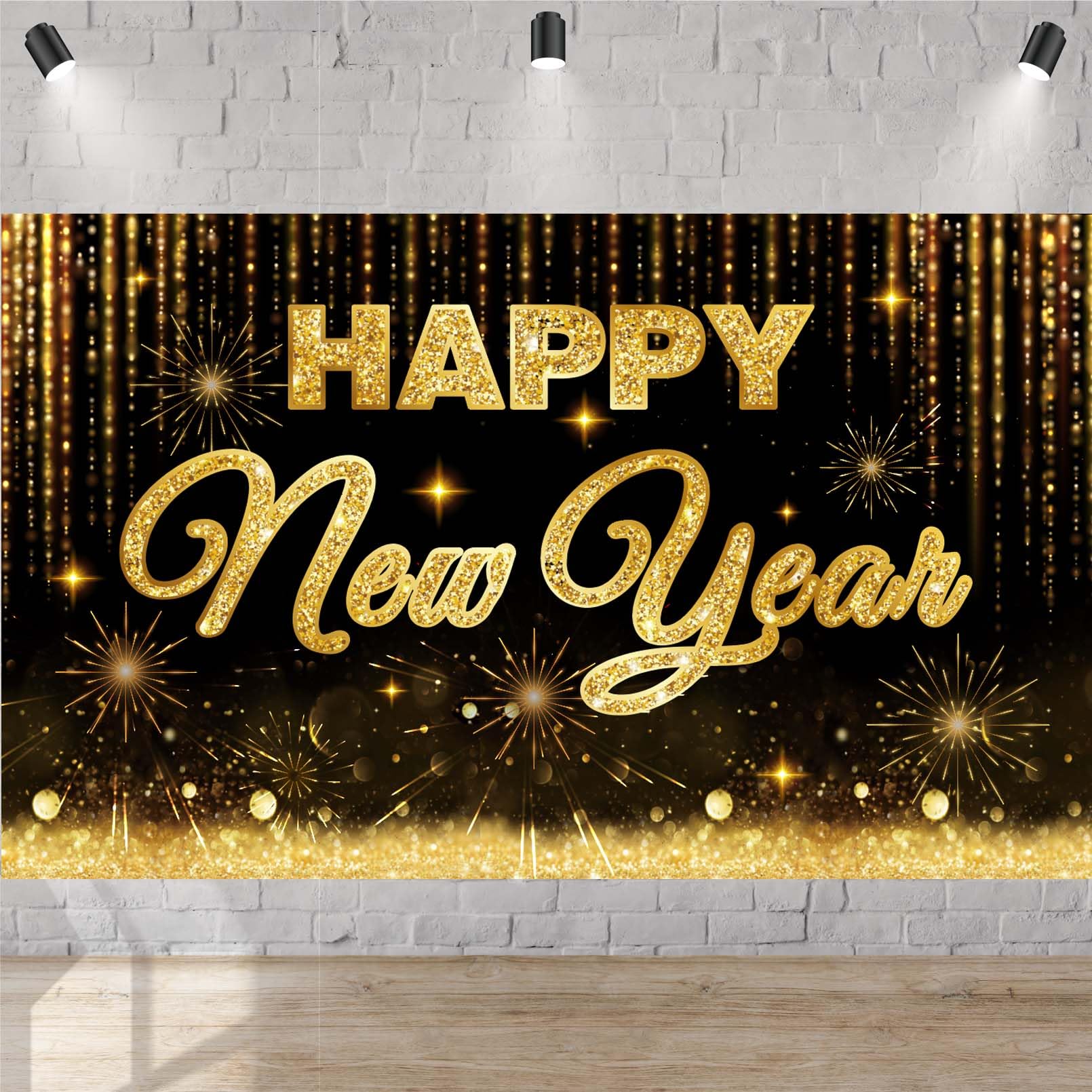 Xtra Big Happy New Year Banner - Black, 72 x 44 Inch | 2023 New Year Photo