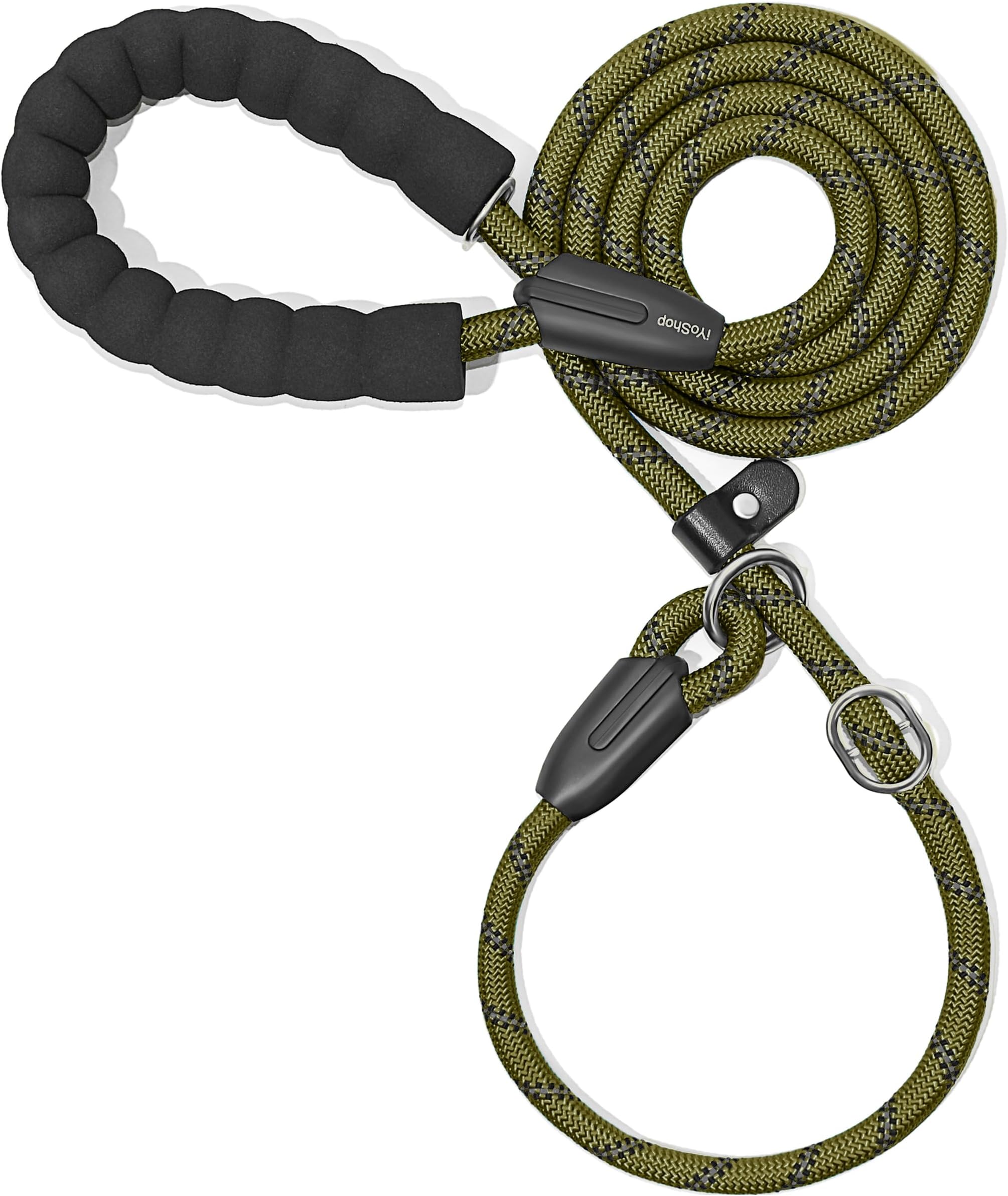 iYoShop Durable Slip Lead Dog Leash, 1/2" x 4 FT, Military Green
