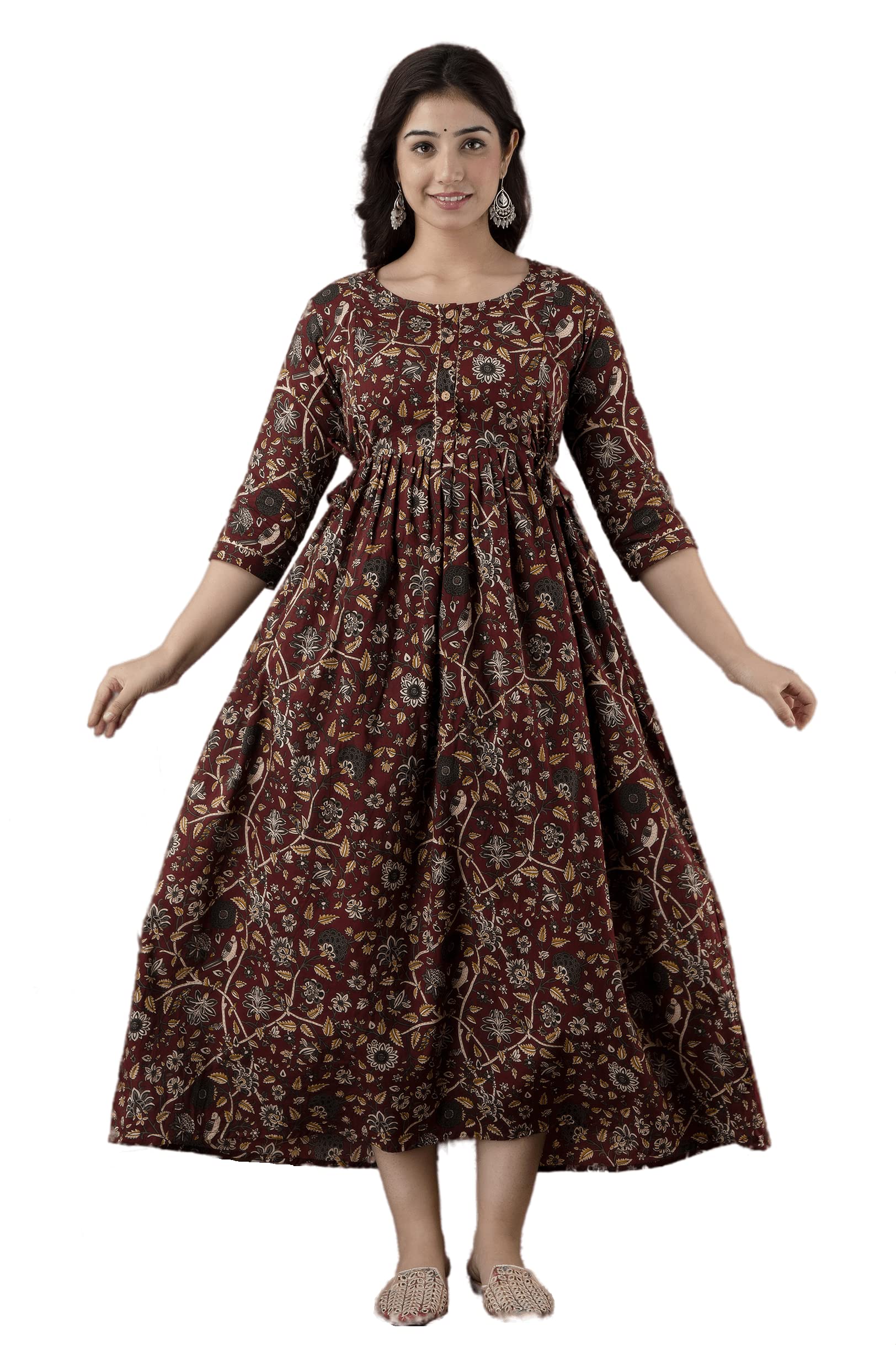 murli kurti Women's Pure Cotton Printed Maternity Gown/Maternity wear/Feeding Gown A-line Maternity Feeding Dress Maternity Kurti Gown for Women-picture-16