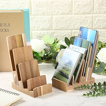 ToolSpace Business Card Display Stand - Beech Wooden Business Place Card Holders - Business Card Display - Beautiful Desk Decoration - Natural Solid Beech Wood - 1.8x3x10 Cm - 10 Pieces
