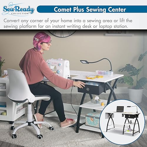 Miniatura 5 de Comet - Mesa de coser con cajón y parte superior de rejilla