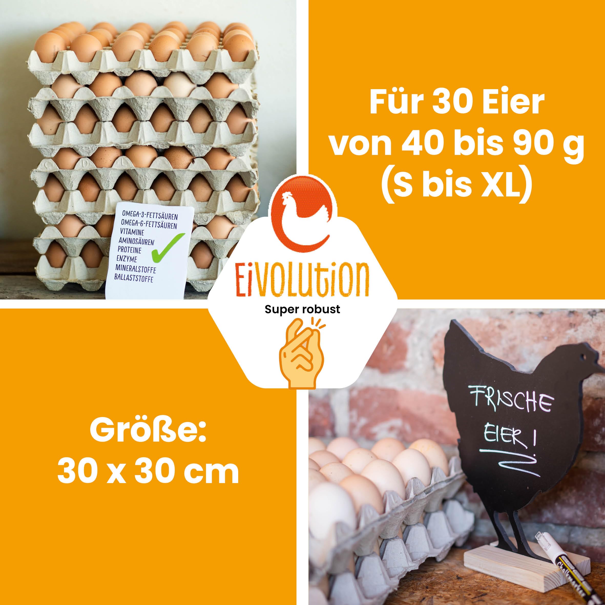 Umweltfreundliche Eierkartons für 30 Eier - 140 Stück - Recycelt und Lebensmittelecht - Passend für Größen S bis XL