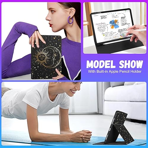 Miniatura 6 de Funda para iPad Air de 11 pulgadas (M2M3), Air de 54 generación de 10.9, Pro de 11 pulgadas, linda funda para niños, mujeres, niñas, folio sol,