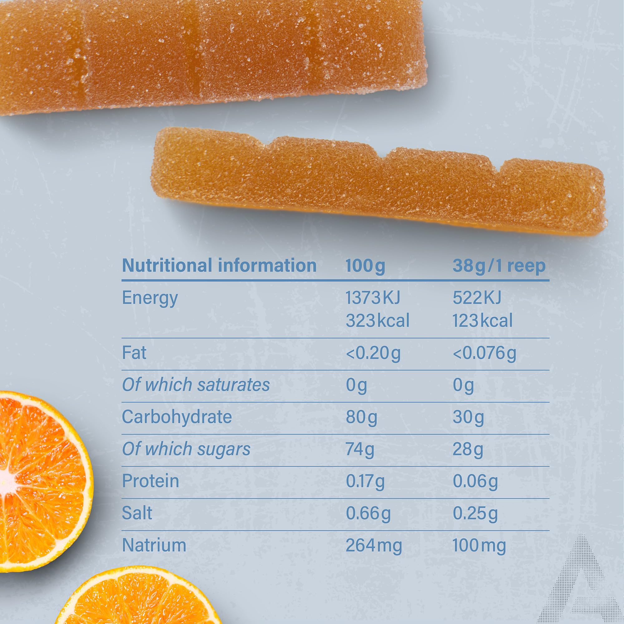 AMACX Energy Bar Fruit Chew – 51% Frutta Vera – Barrette Energetiche Ciclismo e Corsa – Confezione da 12 – Vegana, Senza Glutine – 2:1 Carboidrati – Barrette Fitness con Elettroliti – Arancia