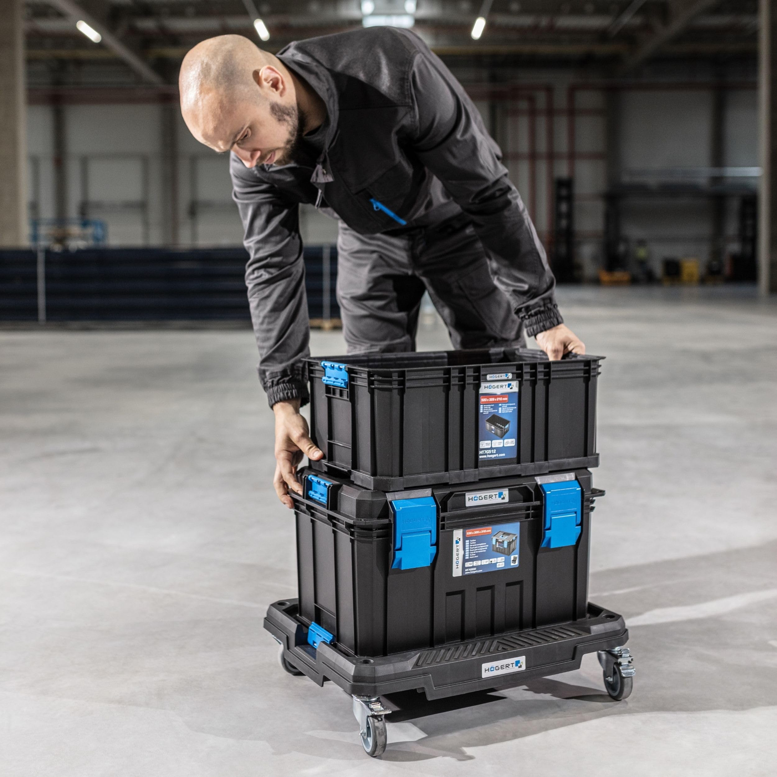 Högert Technik - Plataforma de Transporte con Ruedas HT7G504, Caja Herramientas, Carga de hasta 150 kg, Maletin Herramientas, Resistente a Daños, Construcción Duradera, Estructura Modular