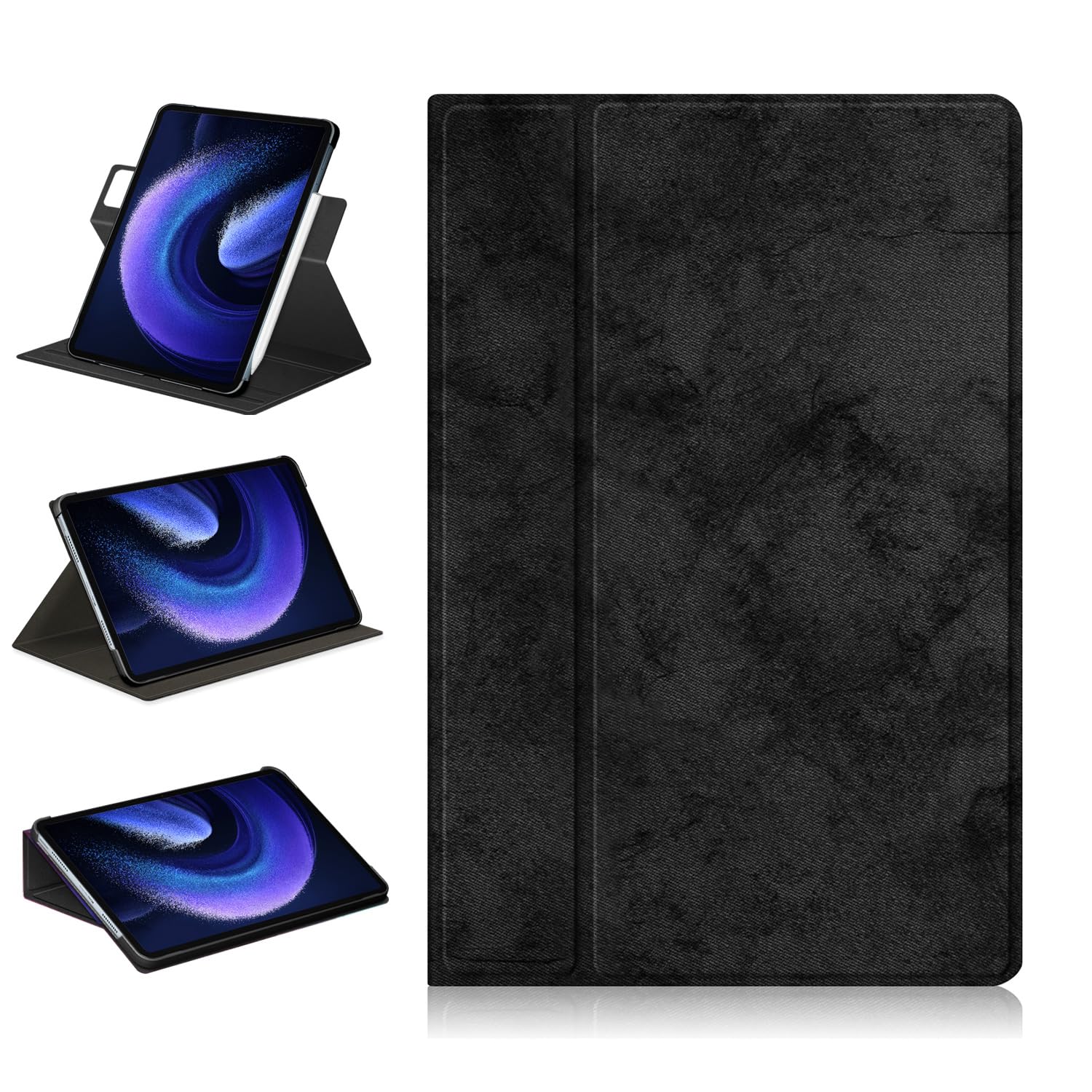 Case Compatible with Xiaomi Pad 6 Tablet 11.0 inch Released 2023 Multi-Angle Stand Cover for Mi Pad 6 Pro Tablet 360° Adjustable Swivel,Black