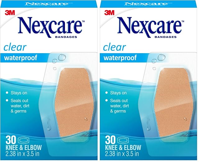 Nexcare Waterproof Clear Bandages for Knee and Elbow Stays On Skin in The Bath Shower Or Pool 2