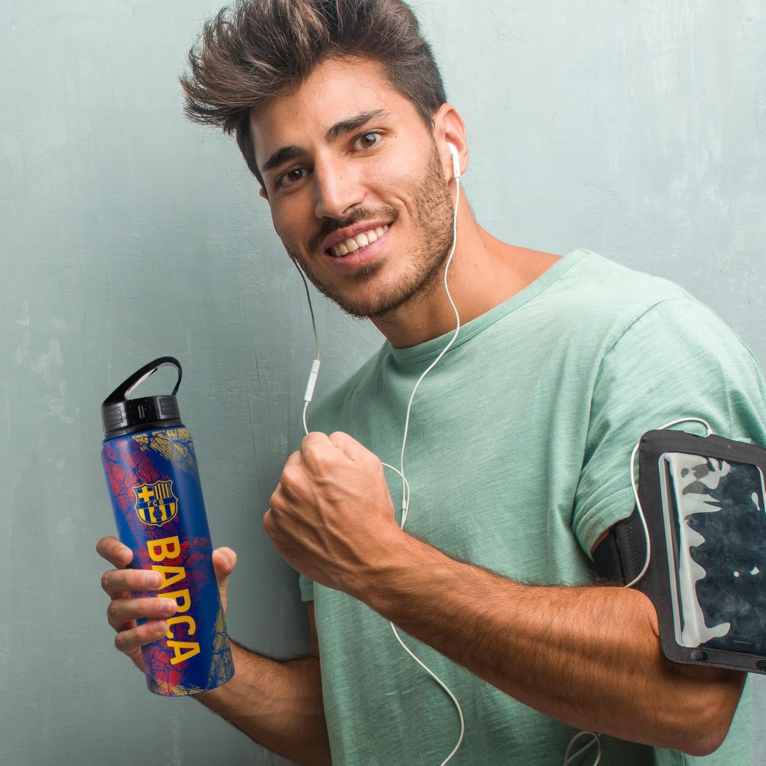 Hy-Pro Officially Licensed FC Barcelona Aluminium Bottle - 750ml, Integrated Folding Straw, Leakproof, Lightweight, Great Football Gift Idea
