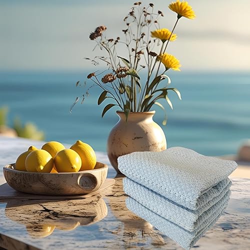 Miniatura 115 de Toallas de cocina verde salvia: 100% algodón paño de limpieza suave secado absorbente textura Terry Loop, juego de 3 multiusos para uso diario Negro