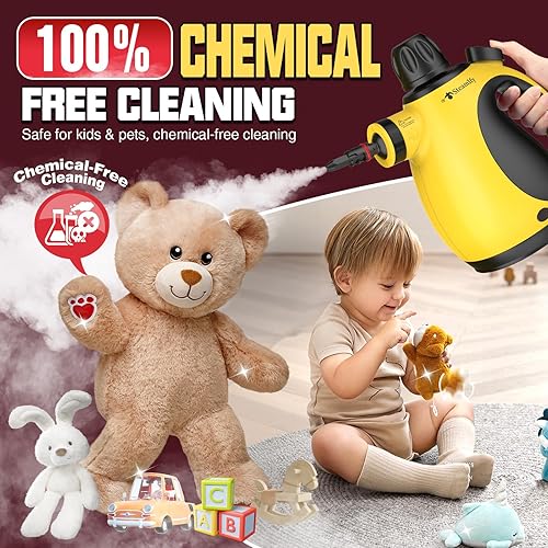 Miniatura 5 de Limpiador de vapor de mano presurizado con 10 accesorios y bloqueo de seguridad, vaporizador multiusos y potente para uso doméstico para limpieza,