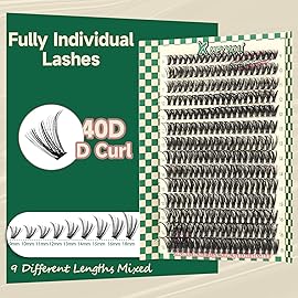 DIY Lash Extension Kit 280pcs Individual Lashes D Curl Eyelash Extension Kit KEYYOU 40D 9-18Mix Lash Clusters with Lash Bond and Seal and Lash Applicator for DIY at Home(KIT-40D-0.07D-9-18Mix)