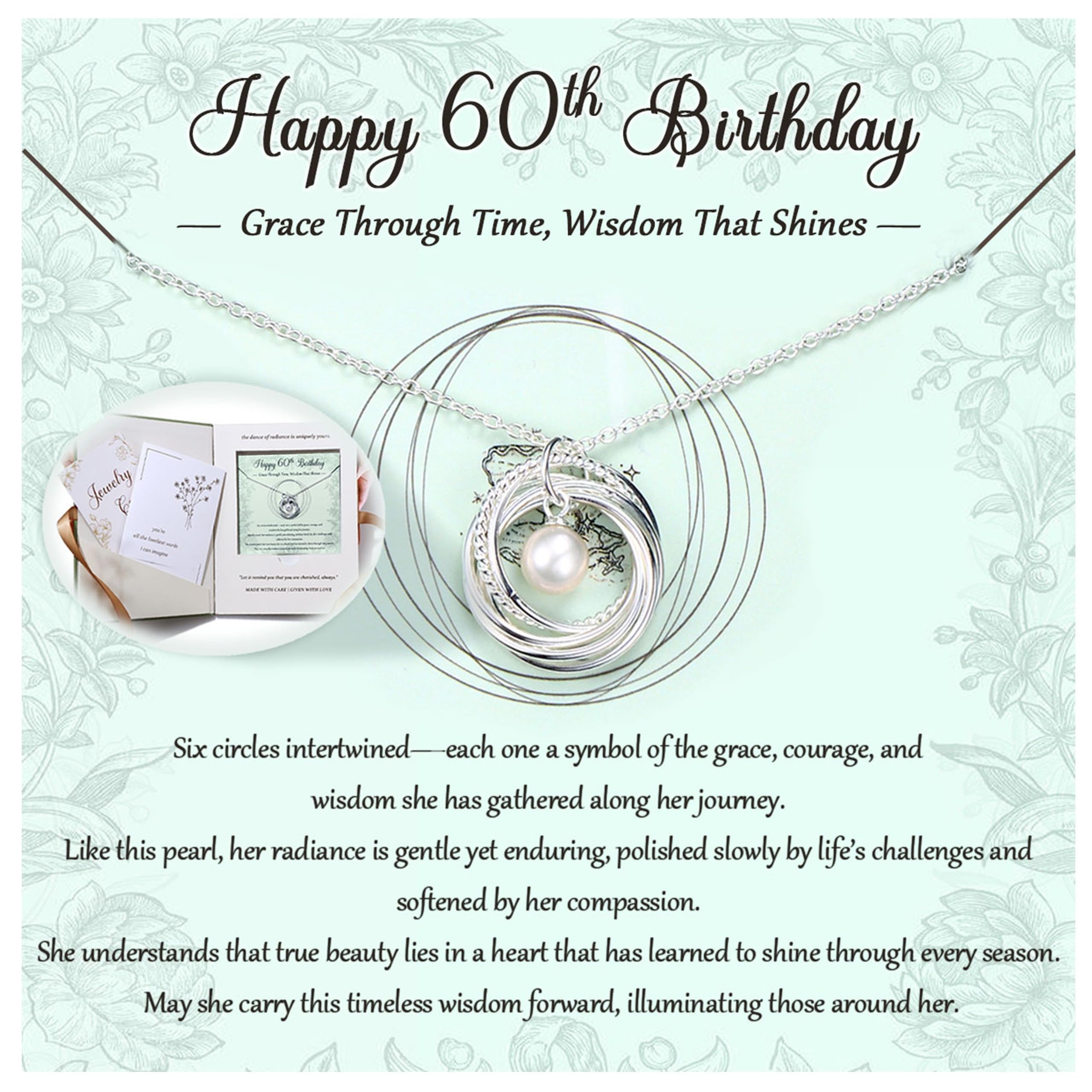 Krfy Birthday Gifts for Women Unique 925 Sterling Silver Necklace with Pearl 1ct Moissanite 30/40/50/60/70/80/90th Birthday Present for Mom Turning 30