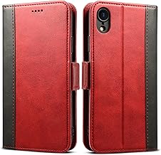 Rssviss iPhone XR Case, Flip Cover, Card Storage, Cover, Side Magnet, Stand Function, Good Protection, PU Leather, Compatible with iPhone XR, Red, 6.1 Inches