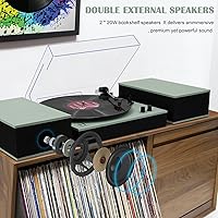 Vista 3 de MPK - Tocadiscos Bluetooth, sistema de alta fidelidad con altavoces de estantería, tocadiscos de vinilo de 3 velocidades con transmisión por correa